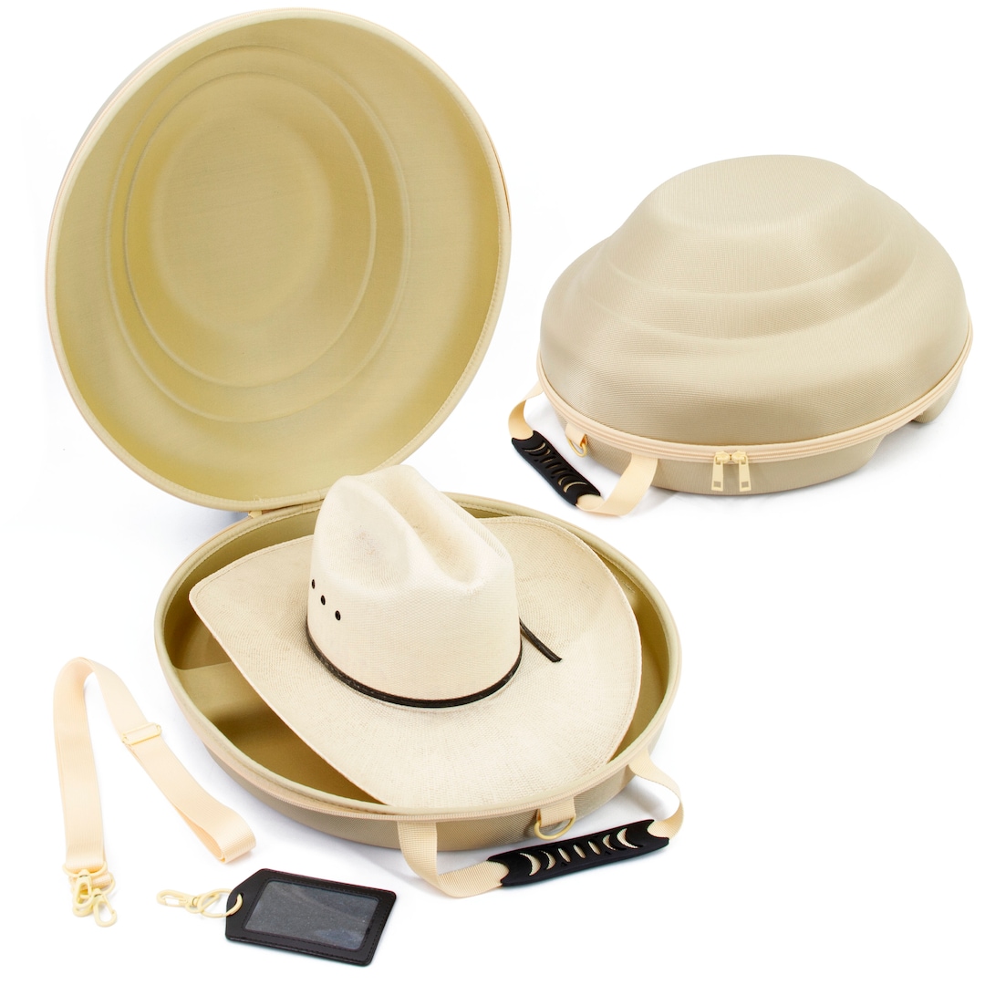 CASEMATIX Cowboy Hat Box Portable Cowboy Hat Storage for Brims up to 4.
