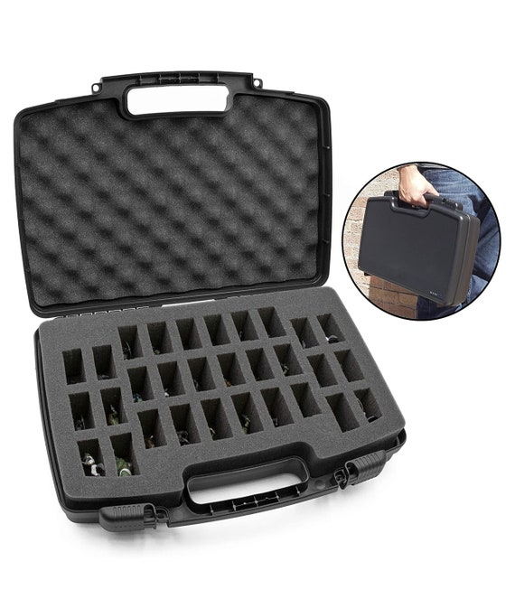 CM Hard Shell Miniature Storage Case 30 Figurine Organizer Carrying Case  With Foam for Dungeons & Dragons, Warhammer 40K Minis and More 