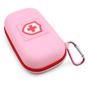 Casematix Pink Insulated Asthma Inhaler Travel Case for Adults and Other emergencies - Includes Med Alert I Have Asthma Tag, Pink Case Only