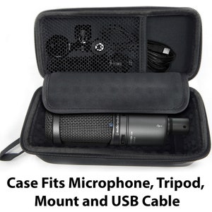 Casematix Padded AT2020 Microphone Case for AT2020USB PLUS , AT2050, AT4033a, ATR2500-USB , Windscreen and Accessories, Includes Case Only image 3