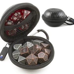 CM Compact Travel Dice Case and Dice Holder for  Rpg Dice with Non-Scratch Interior and Metal Carabiner - DND Dice Box and RPG Dice Case!