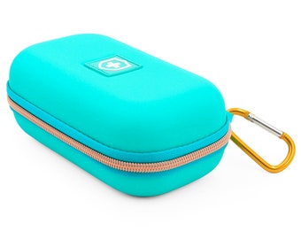 CASEMATIX Insulated Asthma Inhaler Travel Case for Adults and Other emergencies - Includes Med Alert I Have Asthma Tag, Turquoise Case Only