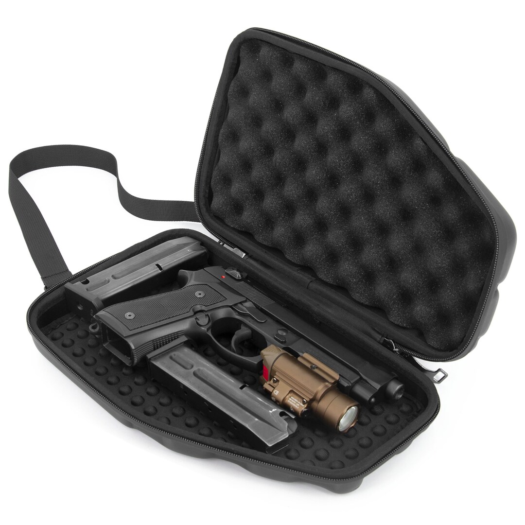 CASEMATIX Pistol Case Fits 9mm Pistols With Room for Extra Clips and