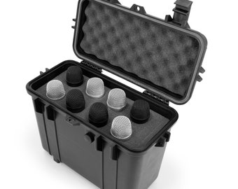 CM Waterproof Case for 8 Microphones by Sennheiser, Shure Mic, Audio-tehcnica, Vocopro, Nady and More - Includes Microphone Case Only