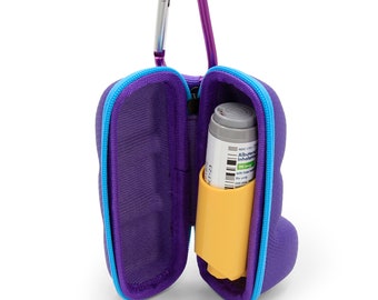 CASEMATIX Purple Asthma Inhaler Travel Case for Emergency and Portable Purposes Fits New Extra large Inhalers, Includes Case Only