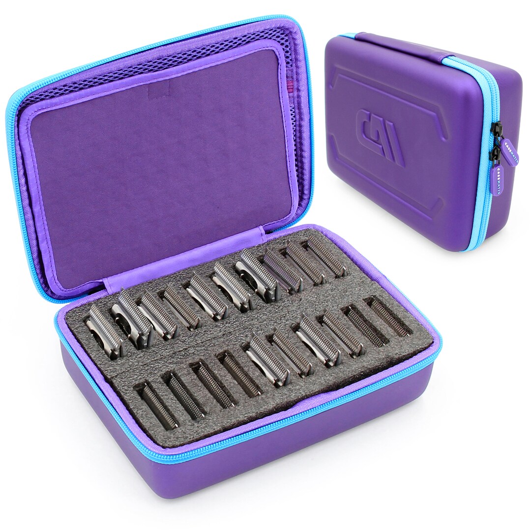 CASEMATIX Clipper Blade Holder for 20 Blades, Hair Clipper Guard Case for Barbers and Stylist