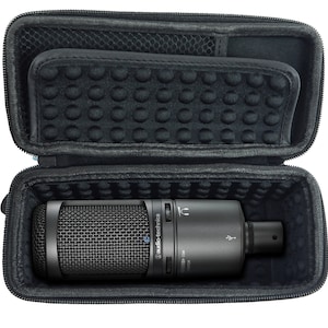 Casematix Padded AT2020 Microphone Case for AT2020USB PLUS , AT2050, AT4033a, ATR2500-USB , Windscreen and Accessories, Includes Case Only image 1