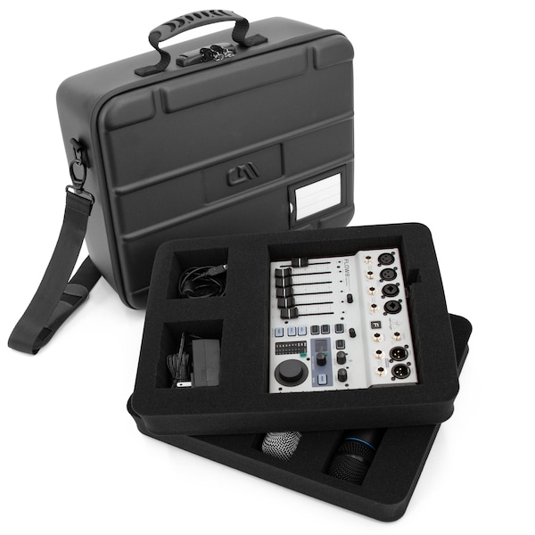 CASEMATIX DJ Mixer Case for Behringer Flow 8 and Xenyx 802s, 502s, 1002sfx, 1202sfx and More with Two Customizable Foam Trays - Case Only