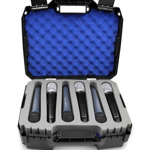 CM Wireless Microphone System Hard Case fits 12 Sennheiser, Shure Mic, Nady, AKG, VocoPro and More Handheld Transmitter Mics, Case Only