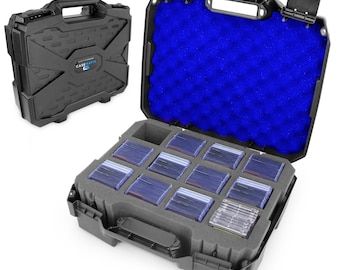 CASEMATIX XL Top Loader Card Storage Case for Trading Cards Fits 450 Toploader or 100 One Touch Card Holders - Hard Case Only with Blue Foam