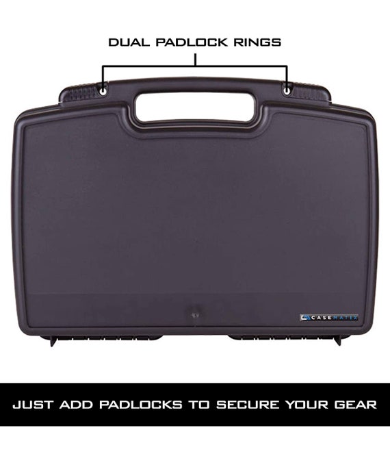 CASEMATIX Hard Travel Case with Foam and Padlock Rings - Customizable Foam  Fits Pico Mobile Projectors, Recorders, Microphones and More Small