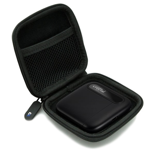CASEMATIX Carrying Case Fits Crucial X6 4TB Portable SSD with Small External Hard Drive Accessories - Includes Case Only, Blue