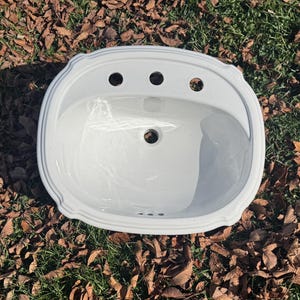 New (no box)  Kohler K-2189-8-0 Portrait White Drop-In Self-Rim Bathroom Sink