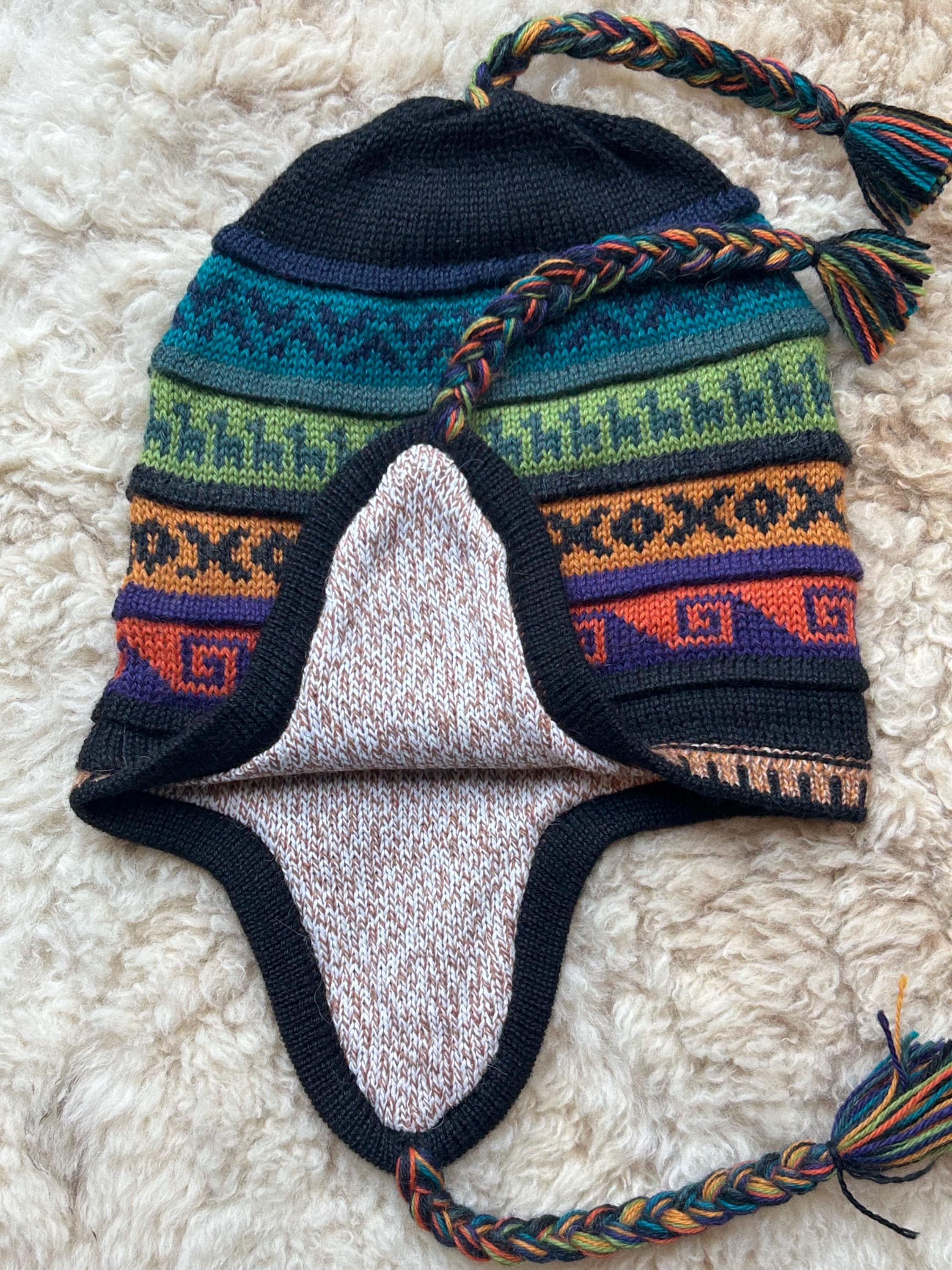 Reversible Alpaca Wool Chullo Hat: Knitted Peruvian Winter Hat - Etsy