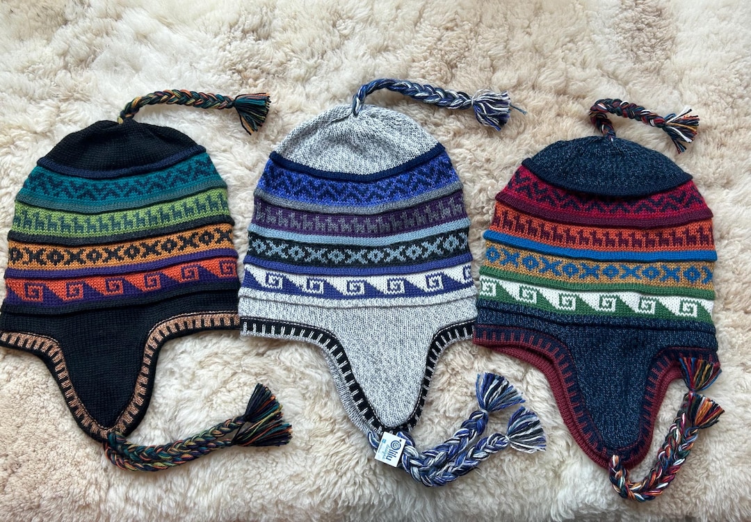 Reversible Alpaca Wool Chullo Hat: Knitted Peruvian Winter Hat - Etsy