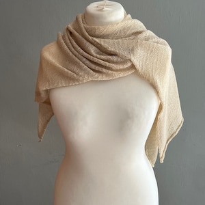 Beautifully soft and lightweight beige Baby alpaca summer shawl/wrap/scarf, 100% baby alpaca