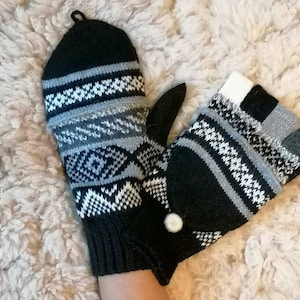 Alpaca convertible mittens, fingerless gloves, alpaca mix convertible gloves, dog walking gloves, driving gloves, gift for her or him