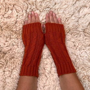 Terracota Warm fingerless gloves, alpaca gloves, wrist warmers, dog walking gloves, driving gloves, writing gloves, men women gloves