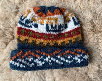Alpaca wool beanie hat, knitted alpaca mix slouch winter hat, wool slouch beanie, warm knitted hat, warm winter wool hat, blue beanie