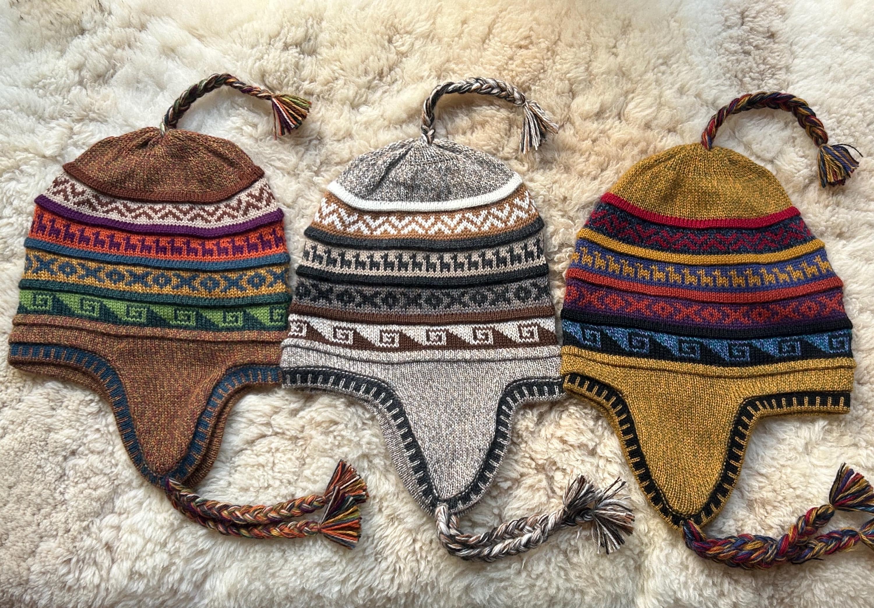 Alpaca Wool Hat, Reversible Pure Alpaca Chullo Winter Hat  display picture 2