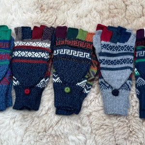 Alpaca convertible mittens, fingerless flip top gloves, versatile alpaca mix gloves, dog walking gloves, driving gloves, gift for her or him