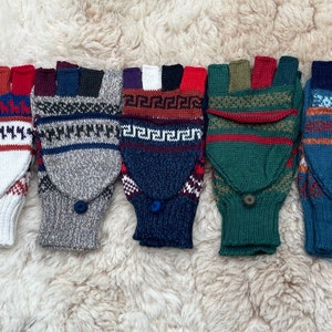 Alpaca convertible mittens, fingerless flip top gloves, alpaca mix versatile gloves, dog walking gloves, driving gloves, gift for her or him