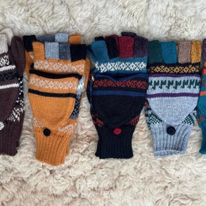 Alpaca convertible mittens, fingerless flip top gloves, alpaca mix versatile gloves, dog walking gloves, driving gloves, gift for her or him