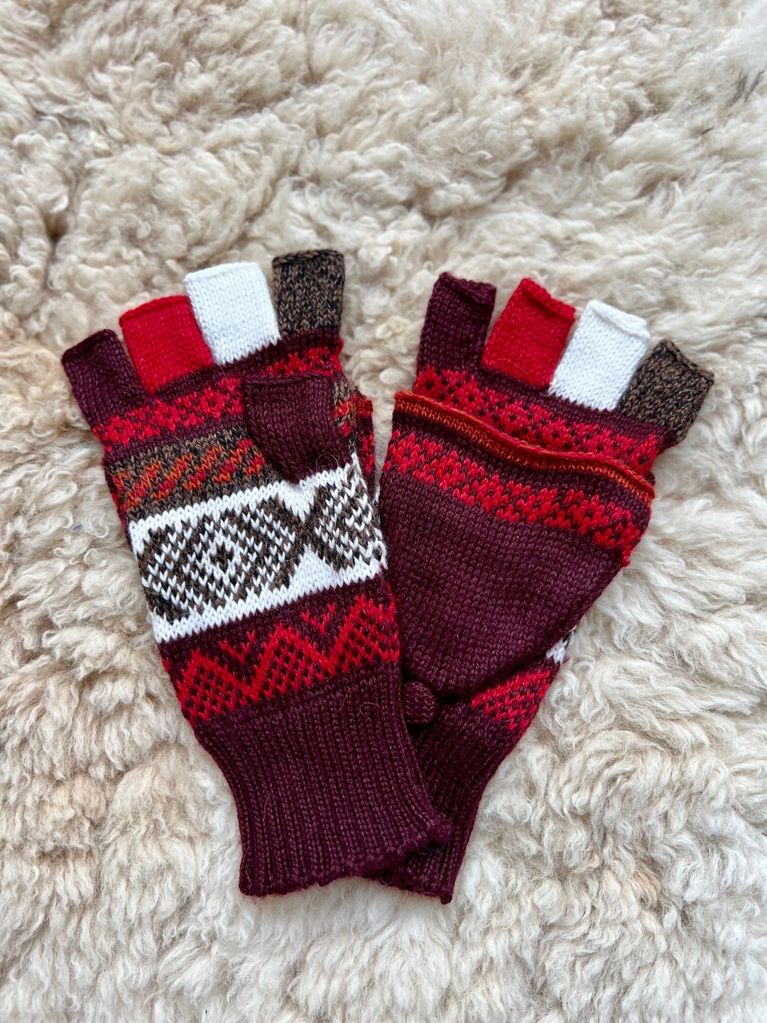 Alpaca Convertible Mittens, Fingerless Gloves, Alpaca Mix Convertible