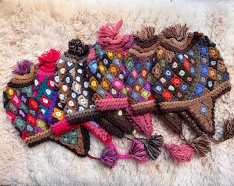 Alpaka Wollmütze, Alpaka Chullo Wintermütze, Alpaka Peruanische Mütze mit Alpaka Zentraldesign, Strickmütze, warme Winterwollmütze, Weihnachtsgeschenk