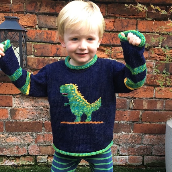 Dinosaur  knitted jumper, Dinosaur Children Jumper, Alpaca wool jumper, Boy kids jumper, Unisex jumper, Dino knit pullover, Toddler sweater