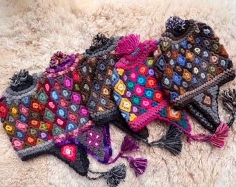 Alpaka Wollmütze, Alpaka Chullo Wintermütze, Alpaka Peruanische Mütze mit Alpaka Zentraldesign, Strickmütze, warme Winterwollmütze, Weihnachtsgeschenk