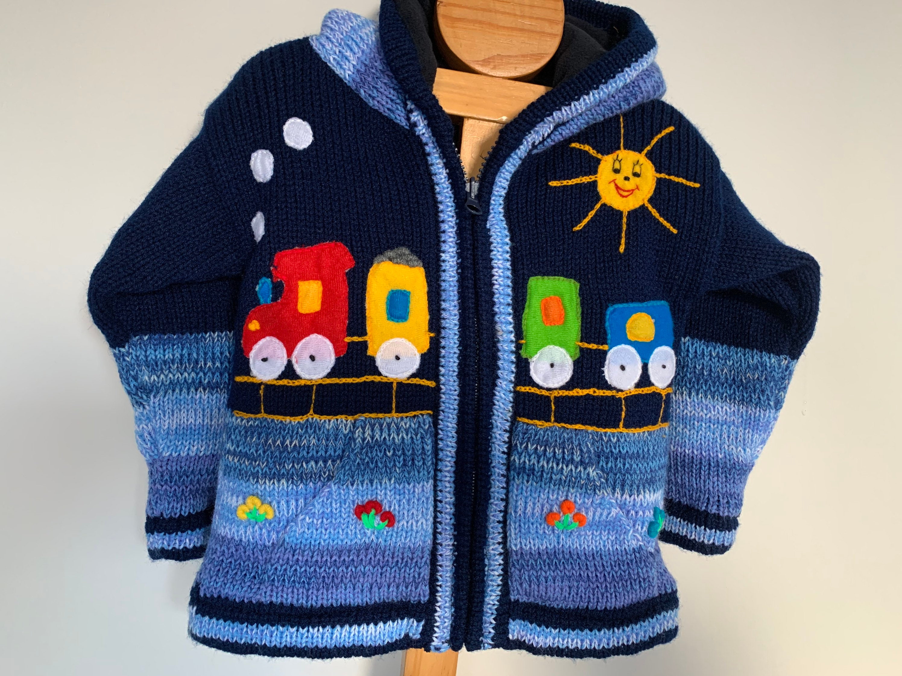 Train Boys Navy Blue Knitted Cardigan Knitted Train Hoodie Etsy