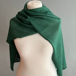 Beautifully soft and lightweight Emerald green Baby alpaca summer shawl/wrap/scarf, 100% baby alpaca