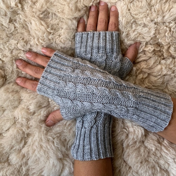 Knitted fingerless gloves, Writing gloves, warm  gloves, alpaca mittens, wrist warmers, dog walking gloves, driving gloves, Christmas gift