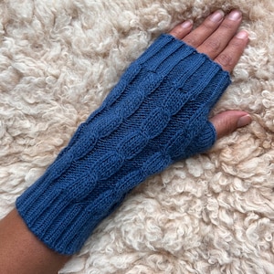 Knitted fingerless gloves, alpaca gloves, wrist warmers, dog walking and driving mittens writing gloves, Christmas gift for her or him