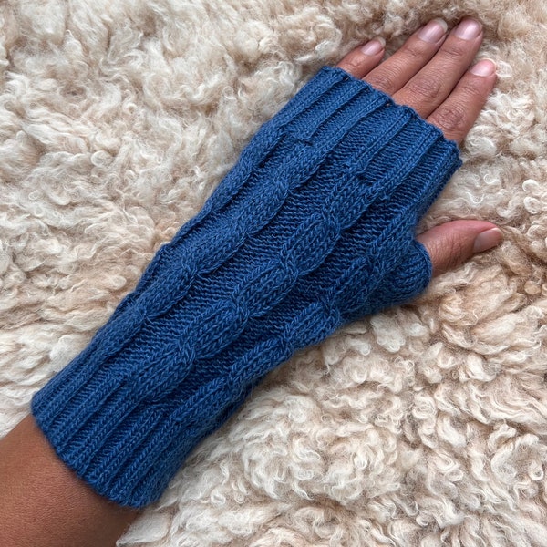 Knitted fingerless gloves, alpaca gloves, wrist warmers, dog walking and driving mittens writing gloves, Christmas gift for her or him