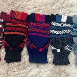 Alpaca convertible mittens, fingerless flip top gloves, alpaca mix versatile gloves, dog walking gloves, driving gloves, gift for her or him
