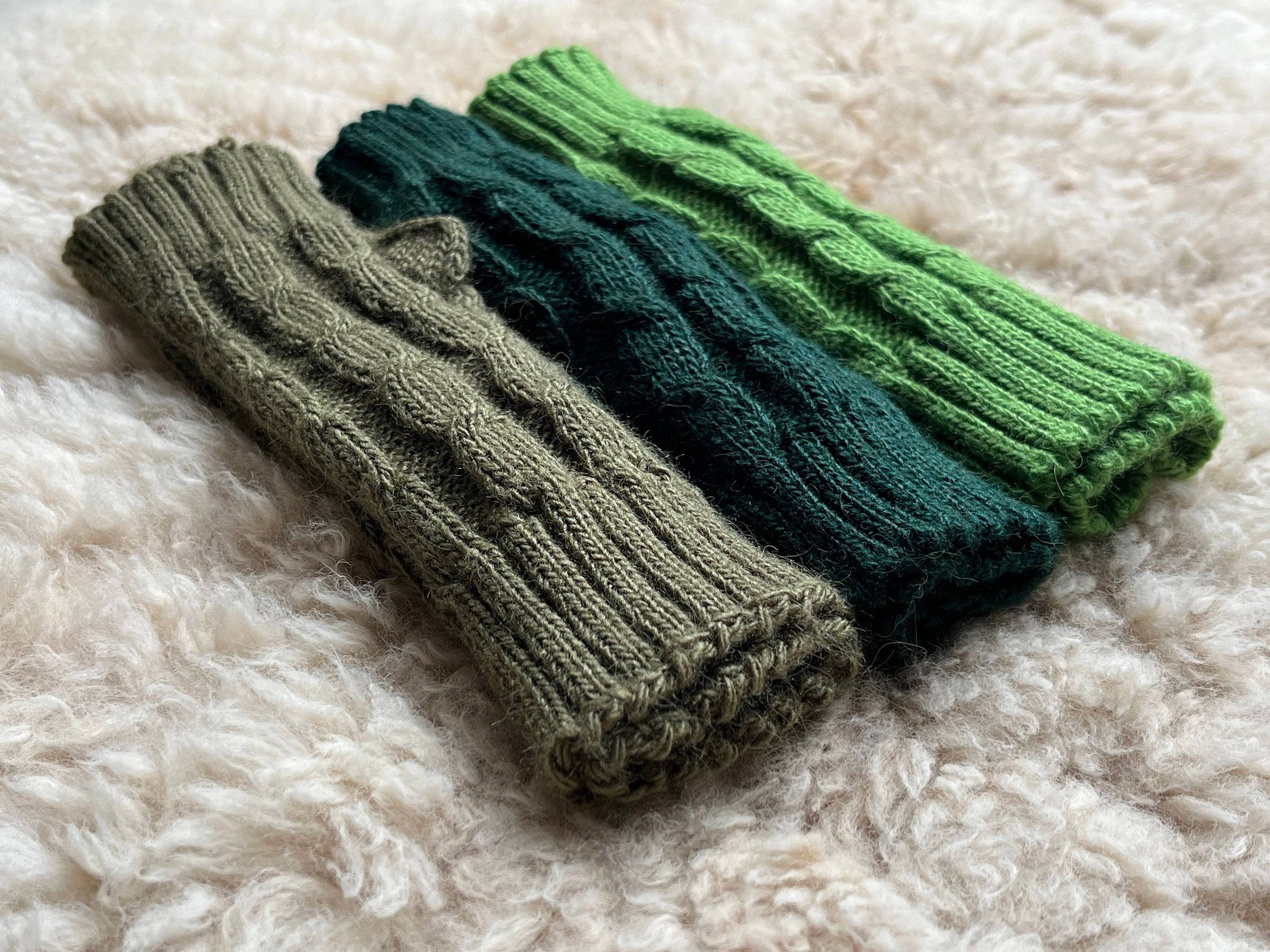 Alpaca Mix Fingerless Gloves, Green Knitted Wrist Warmers, Dog Walking Mittens, Driving Gloves, Warm Winter Gloves, Christmas Gift