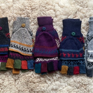 Alpaca convertible mittens, fingerless flip top gloves, alpaca mix versatile gloves, dog walking gloves, driving gloves, gift for her or him