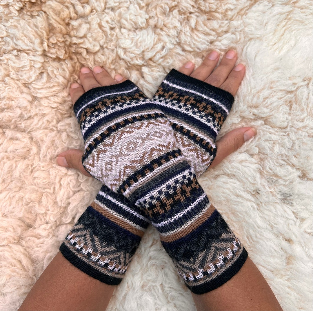 Pure Baby Alpaca Fingerless Gloves, Alpaca Writing Gloves, Driving