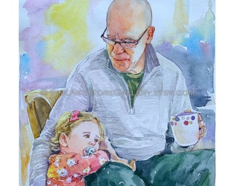 Custom Watercolor Family Portrait: Personalized Watercolor painting From Photo