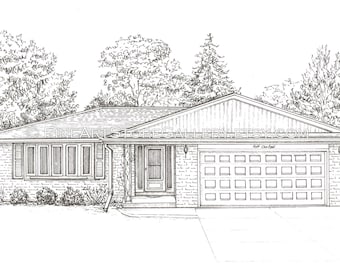 house warming gift custom house drawing Home drawn house portrait hand sketch Custom portrait house painting Our First Home gift