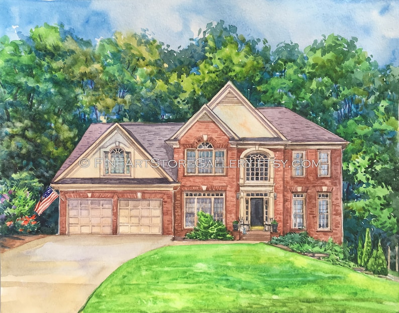 Custom House Portrait watercolor Painting Home housewarming gift painting family heirloom house sketch Gift for Parents Mothers Day gift