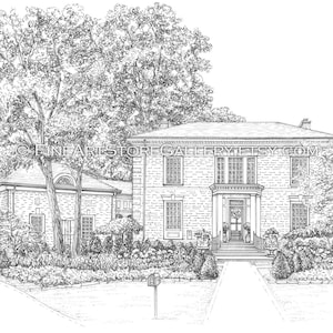 Hand Drawn Bespoke House Sketch, Custom Home Illustration, New Home Gift, Personalised Pen and Ink Art Housewarming Drawing