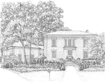 Hand-Drawn Custom House Portrait: Pen and Ink Home Illustration