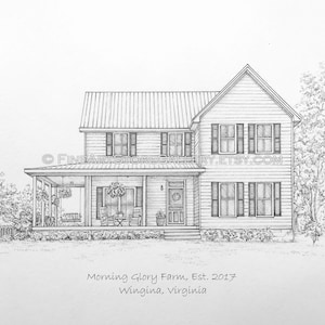 Custom Home portrait House drawing black and white House sketch from photo Housewarming Gift family sketch Our First Home Gift