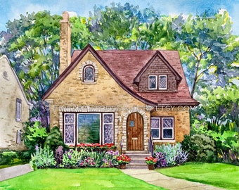 Watercolor home painting, Custom House Portrait, Watercolor art, Watercolor House Portrait, House Moving Gift, House Painting from Photo