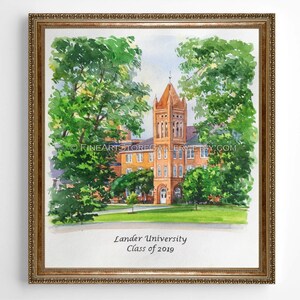 Watercolor Graduation gift Painting Lander University drawing from photo University South Carolina Custom home portrait Best Friend Sketch