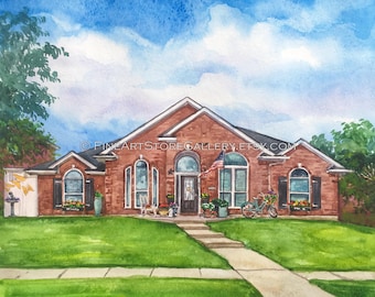 Custom Watercolor House Portrait, Personalized Home Painting, Housewarming Gift
