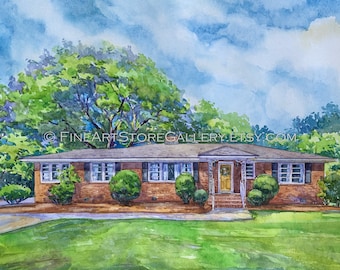 Custom Home portrait Our First Home Watercolor House Painting Closing Gift Housewarming Gift New Home Gift for Parents Mother's Day Gift